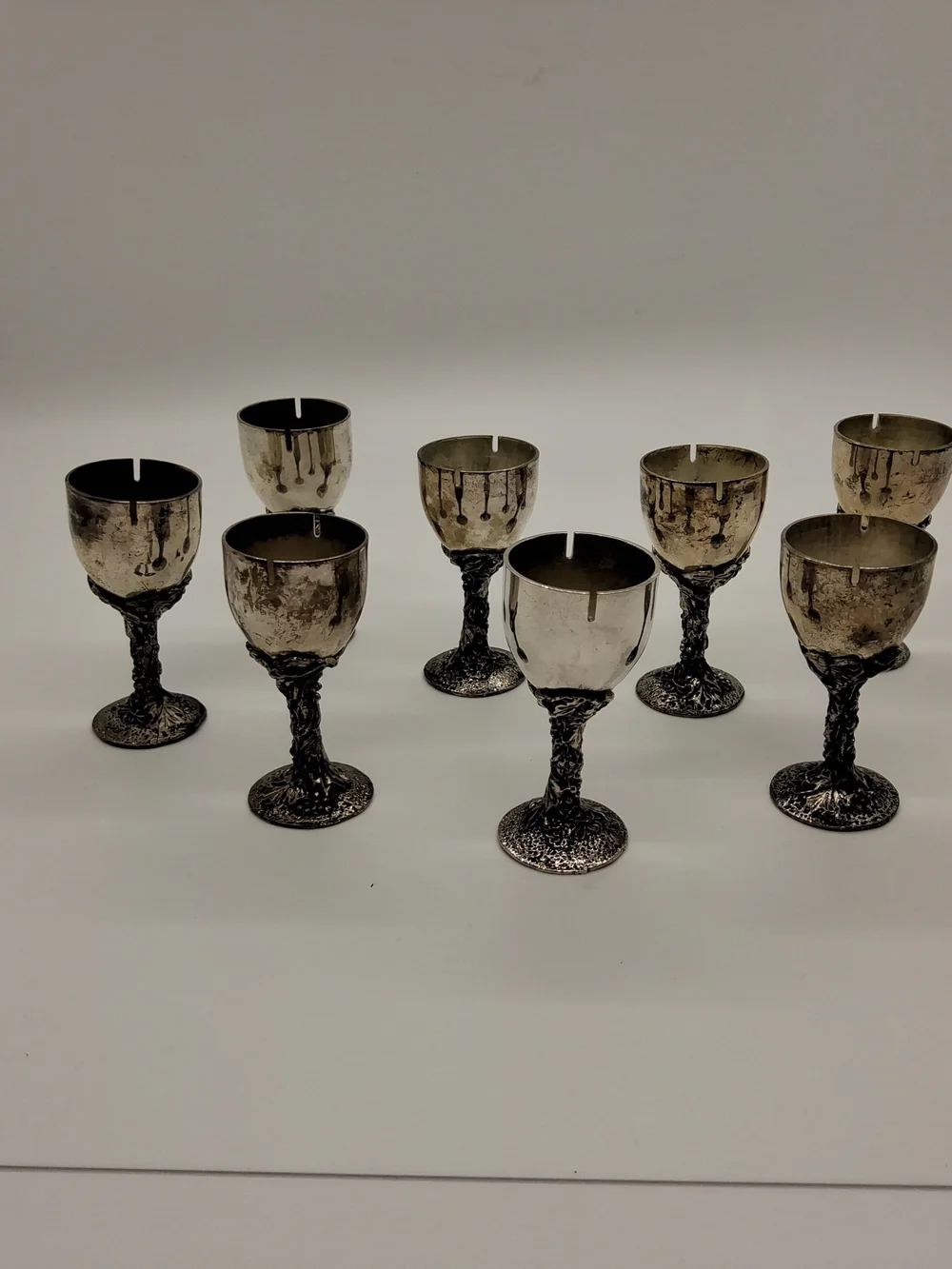 Eight Vintage Mini Goblet Place Card/Menu Holders ~Silver Plate~